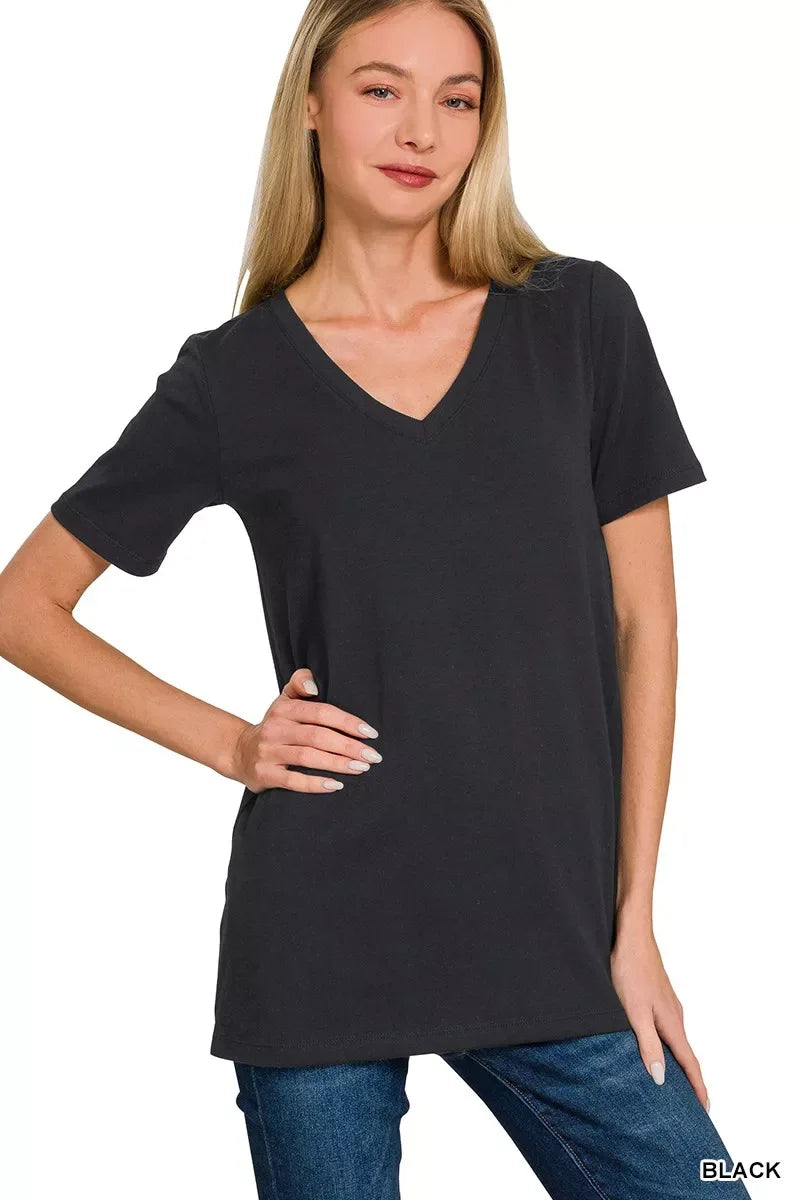 Zenana V-Neck Short Sleeve T-Shirt - Trendsi - Flyclothing LLC
