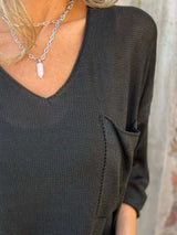 Full Size Casual V-Neck Knit Sweater Plus Size - Trendsi - Flyclothing LLC