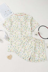 Printed Button Up Short Sleeve Top and Shorts Lounge Set - Trendsi - Flyclothing LLC