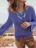 Tassel Boat Neck Knit Cover Up - Trendsi - Flyclothing LLC