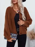 Button Down Long Sleeve Cardigan - Trendsi