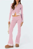 Zip Up Long Sleeve Top and Pants Set - Trendsi - Flyclothing LLC