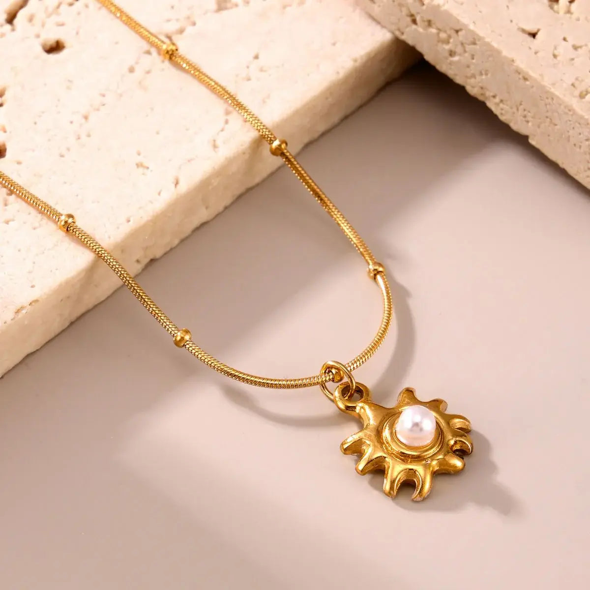18K Gold-Plated Shell Pearl Necklace - Trendsi - Flyclothing LLC