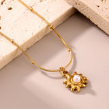 18K Gold-Plated Shell Pearl Necklace - Trendsi