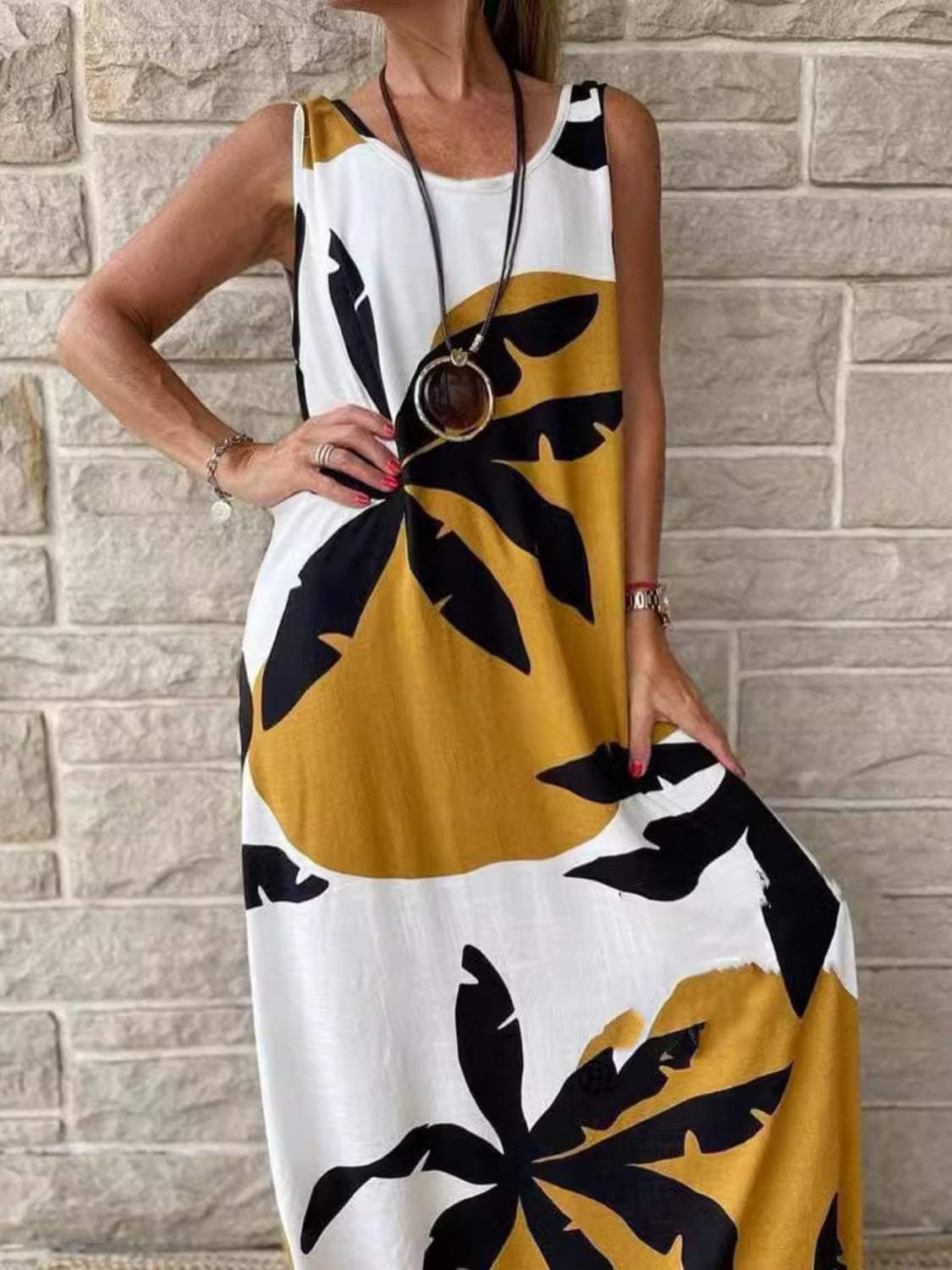 Printed Round Neck Mini Tank Dress - Trendsi - Flyclothing LLC