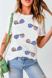 Sequin Round Neck Short Sleeve T-Shirt - Trendsi - Flyclothing LLC