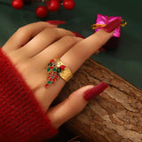 18K Gold-Plated Christmas Charm Ring - Trendsi - Flyclothing LLC