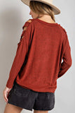 Cutout Round Neck Long Sleeve Top - Trendsi - Flyclothing LLC