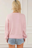 Flower Round Neck Dropped Shoulder Sweater - Trendsi - Flyclothing LLC