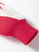Bow Print 2-Tone Rhombus Knit Loose Sweater - Trendsi - Flyclothing LLC