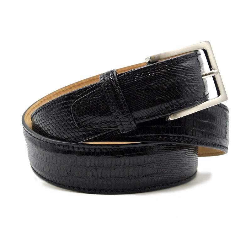 74-350-BLK BELT TEJU LIZARD, Black - Zelli Italia - Flyclothing LLC
