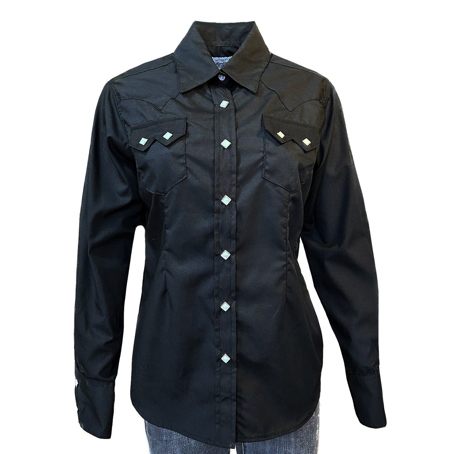 Rockmount Ranch Wear Women's Solid Black Cotton Blend Western Shirt - Rockmount Clothing - Flyclothing LLC