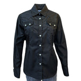 Rockmount Ranch Wear Women's Solid Black Cotton Blend Western Shirt - Rockmount Clothing - Flyclothing LLC