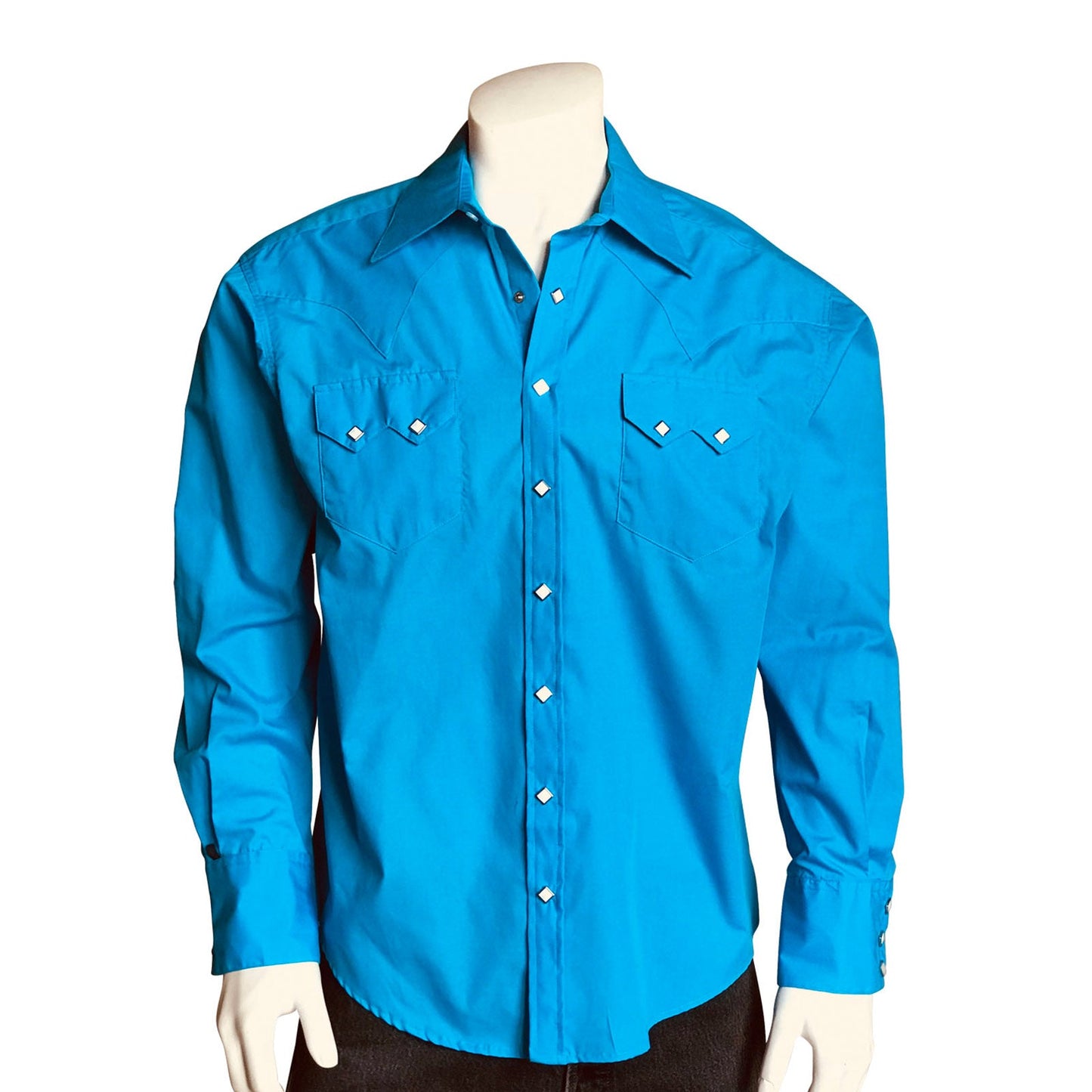 Rockmount Ranch Wear Men's Slim Fit Turquoise Cotton Blend Western Shirt - Rockmount Clothing - Flyclothing LLC