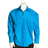 Rockmount Ranch Wear Men's Slim Fit Turquoise Cotton Blend Western Shirt - Rockmount Clothing - Flyclothing LLC