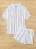 Open Front Half Sleeve Top and Shorts Cover Up Set - Trendsi