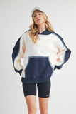 Aemi + Co Color Block Kangaroo Pocketed Hoodie - Trendsi