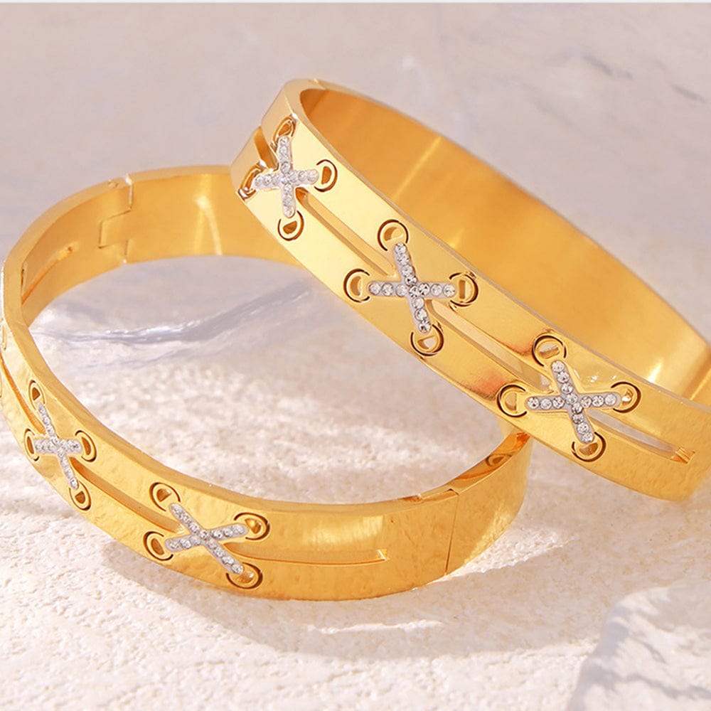 18K Gold-Plated Czech Diamond Bracelet - Trendsi