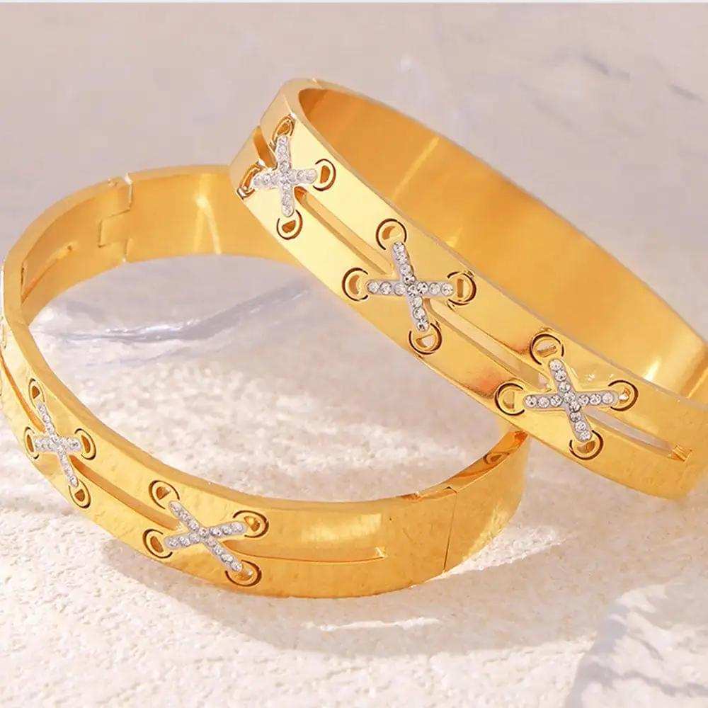 18K Gold-Plated Czech Diamond Bracelet - Trendsi - Flyclothing LLC