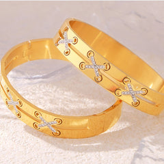18K Gold-Plated Czech Diamond Bracelet - Trendsi