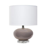 15" Gray Taupe Glass Round Table Lamp With Drum Shade - HomeRoots - Flyclothing LLC