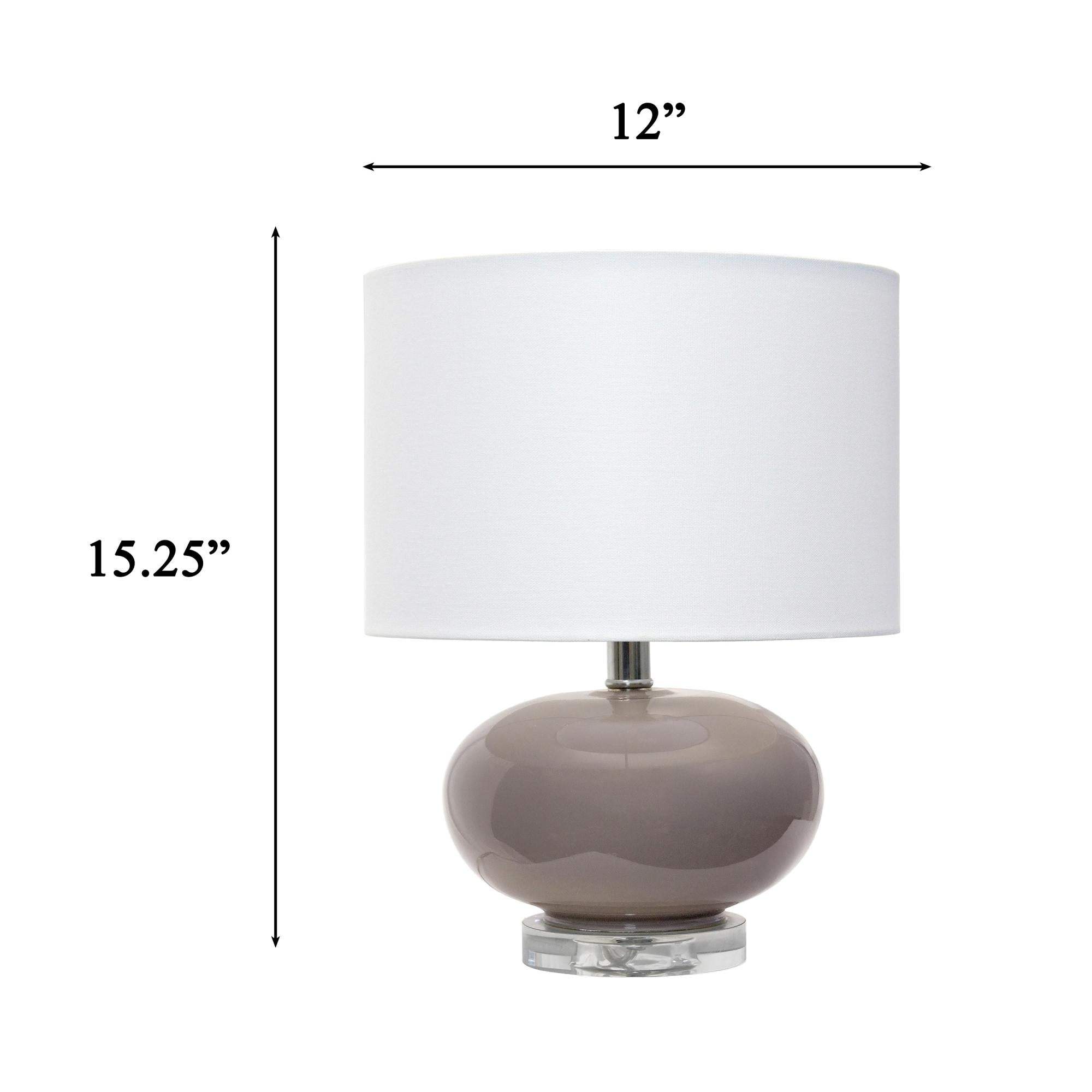 15" Gray Taupe Glass Round Table Lamp With Drum Shade - HomeRoots - Flyclothing LLC