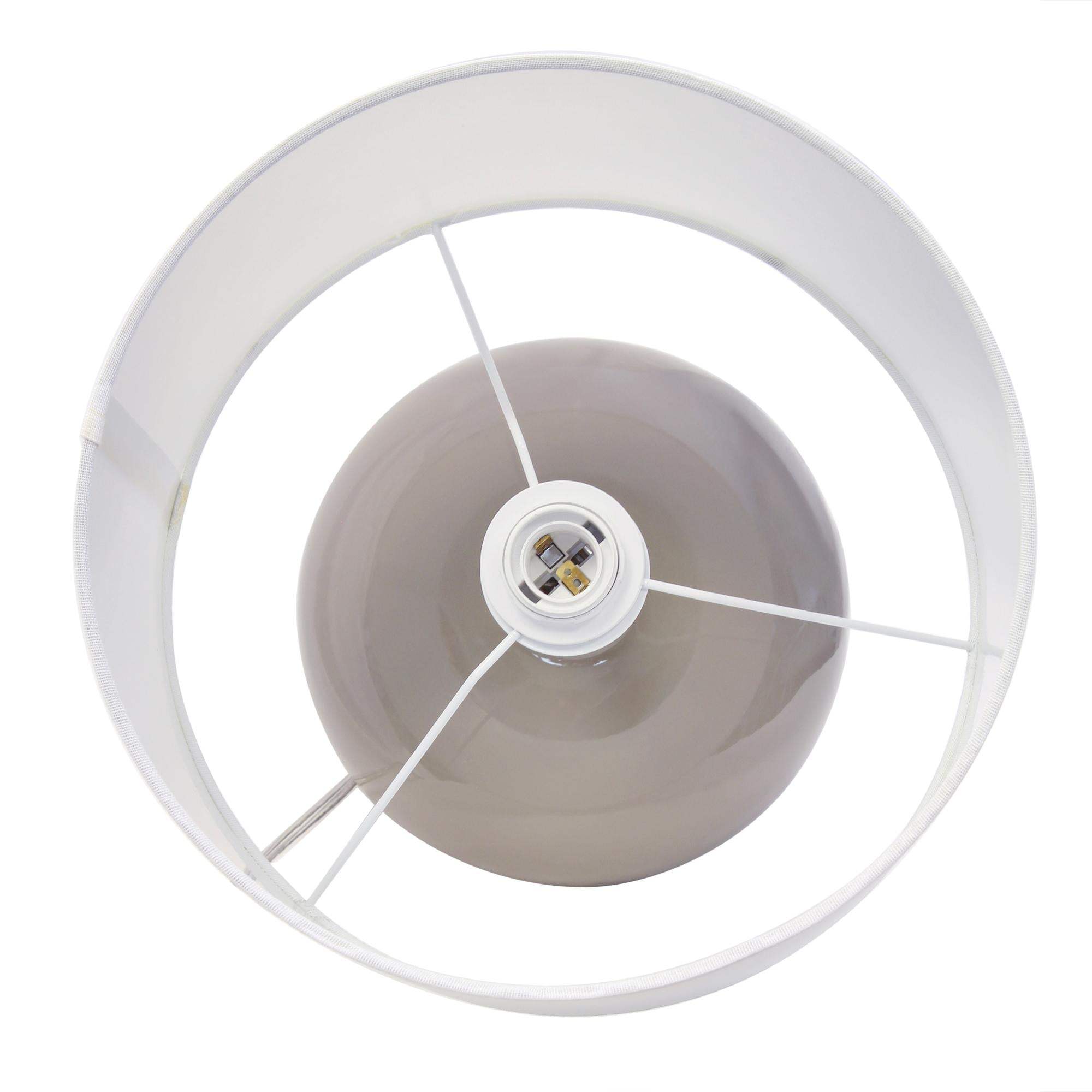 15" Gray Taupe Glass Round Table Lamp With Drum Shade - HomeRoots - Flyclothing LLC