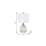 20" Light Gray Textured Glass Table Lamp With White Drum Shade - HomeRoots - Flyclothing LLC
