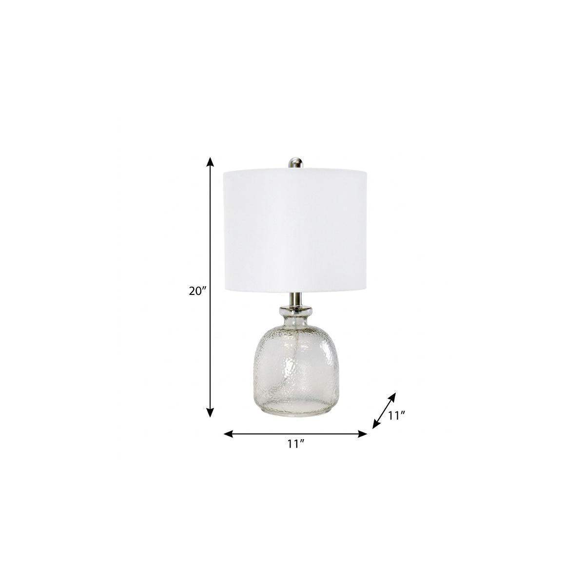 20" Light Gray Textured Glass Table Lamp With White Drum Shade - HomeRoots - Flyclothing LLC