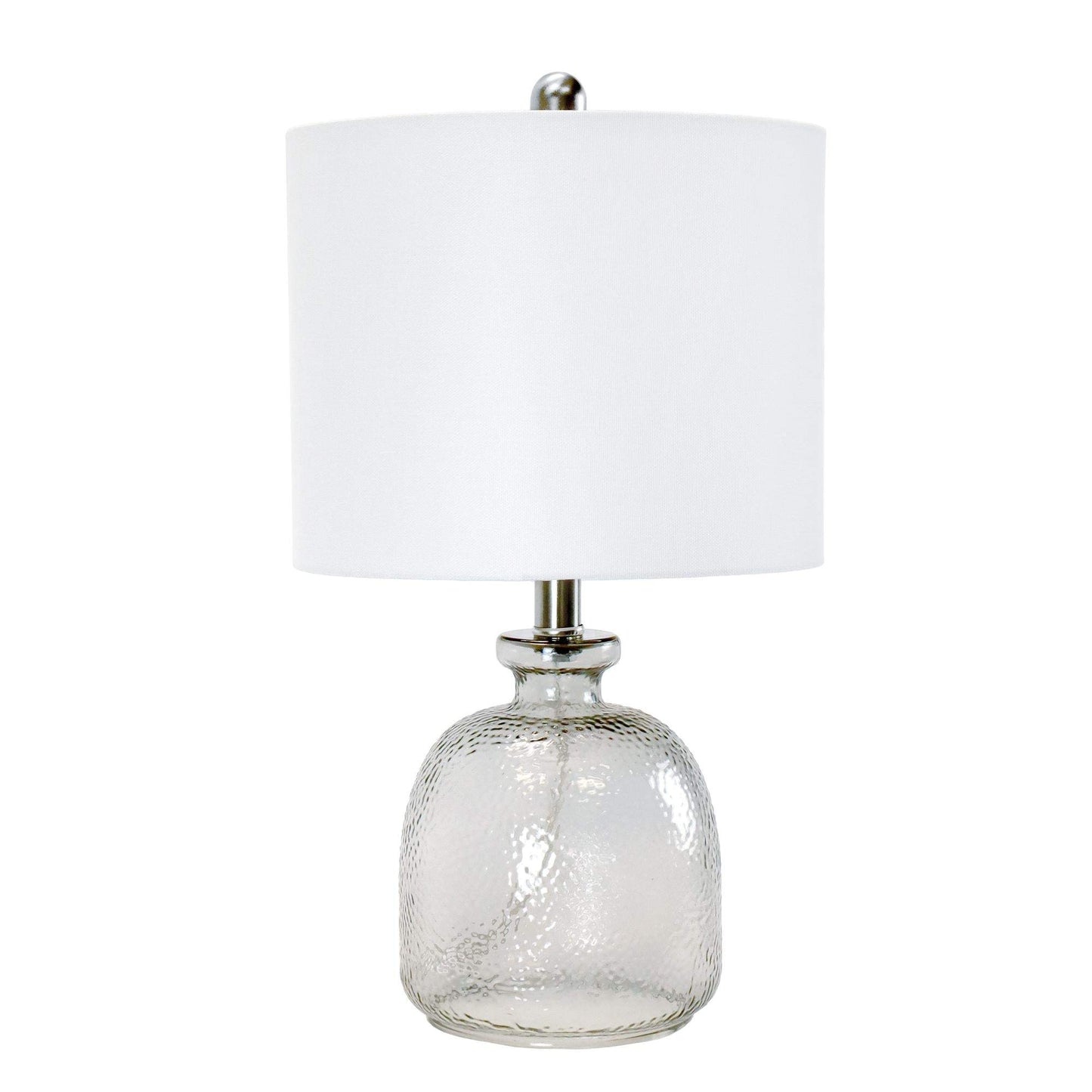 20" Light Gray Textured Glass Table Lamp With White Drum Shade - HomeRoots - Flyclothing LLC