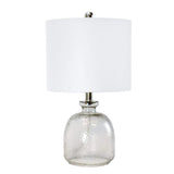 20" Light Gray Textured Glass Table Lamp With White Drum Shade - HomeRoots - Flyclothing LLC