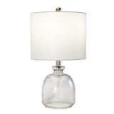 20" Light Gray Textured Glass Table Lamp With White Drum Shade - HomeRoots - Flyclothing LLC