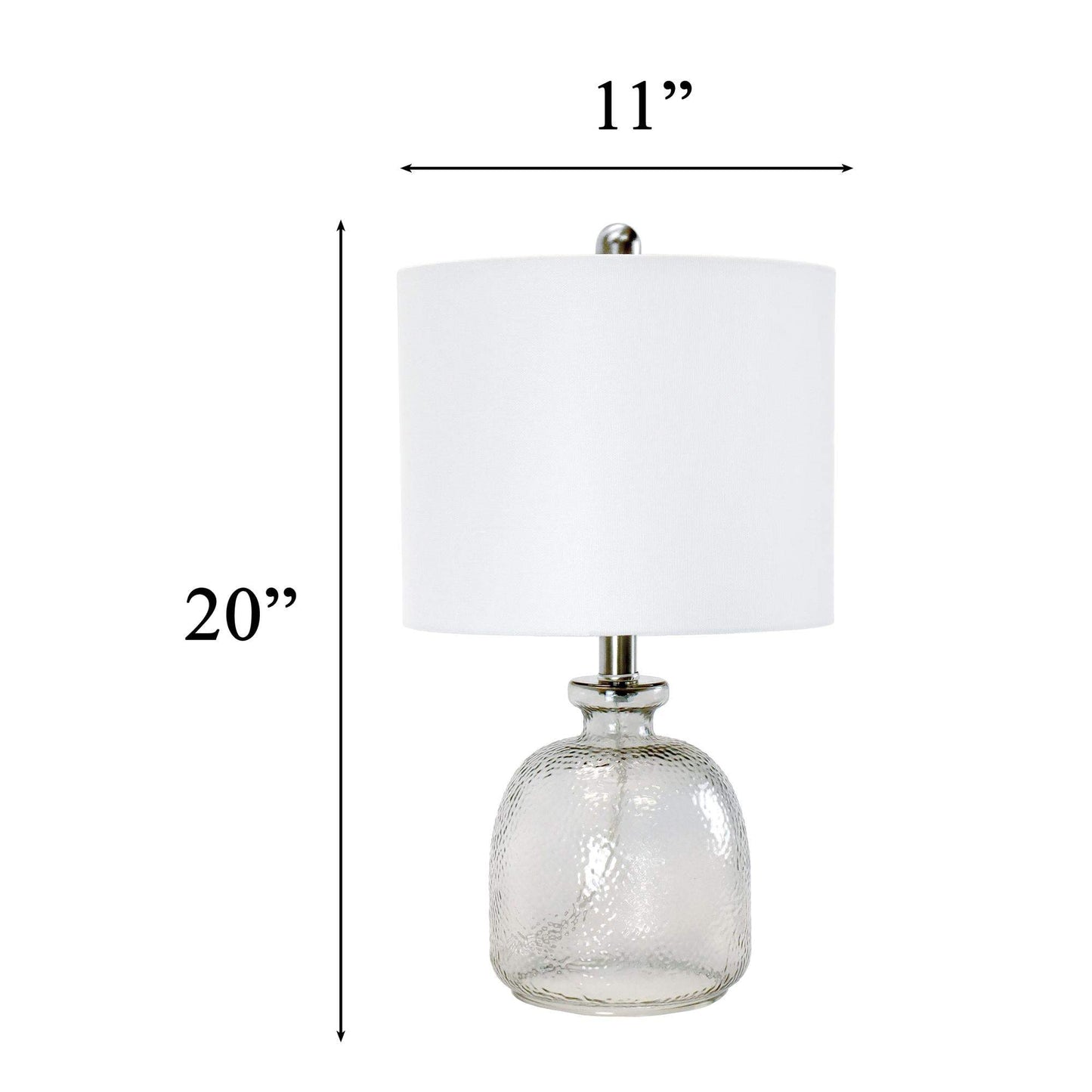 20" Light Gray Textured Glass Table Lamp With White Drum Shade - HomeRoots - Flyclothing LLC