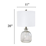 20" Light Gray Textured Glass Table Lamp With White Drum Shade - HomeRoots - Flyclothing LLC