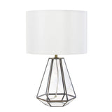 18" Clear And Brass Glass And Metal Geometric Table Lamp With Drum Shade - HomeRoots - Flyclothing LLC