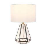 18" Clear And Brass Glass And Metal Geometric Table Lamp With Drum Shade - HomeRoots - Flyclothing LLC