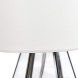 18" Clear And Brass Glass And Metal Geometric Table Lamp With Drum Shade - HomeRoots - Flyclothing LLC