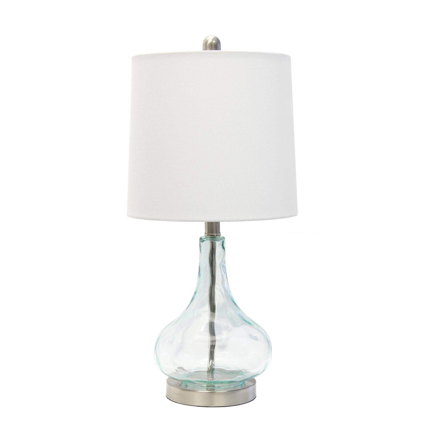 23" Teal Blue Translucent Glass Gourd Table Lamp With Drum Shade - HomeRoots - Flyclothing LLC
