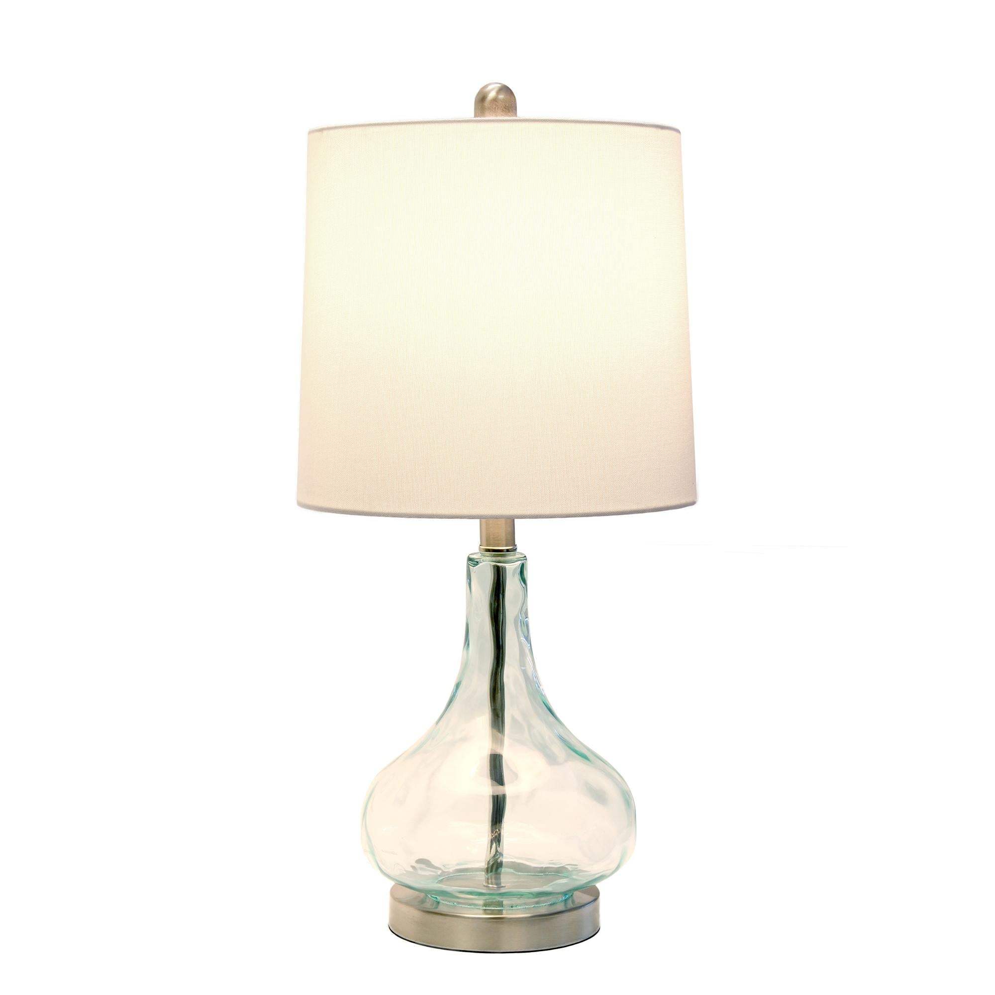 23" Teal Blue Translucent Glass Gourd Table Lamp With Drum Shade - HomeRoots - Flyclothing LLC