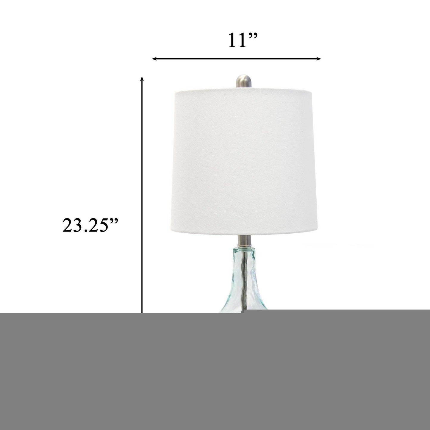 23" Teal Blue Translucent Glass Gourd Table Lamp With Drum Shade - HomeRoots - Flyclothing LLC