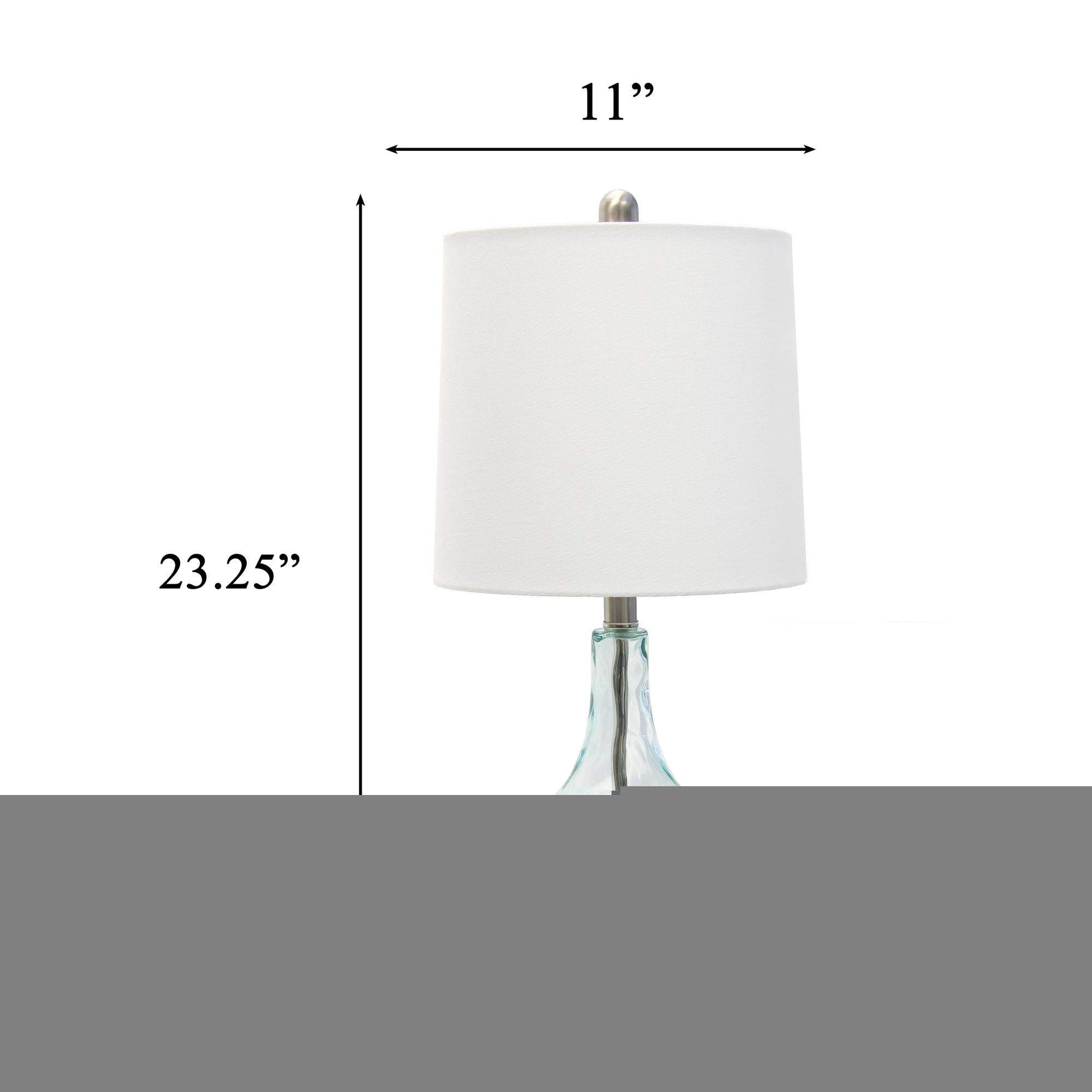 23" Teal Blue Translucent Glass Gourd Table Lamp With Drum Shade - HomeRoots - Flyclothing LLC