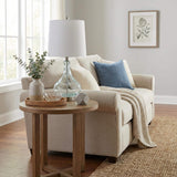 23" Teal Blue Translucent Glass Gourd Table Lamp With Drum Shade - HomeRoots - Flyclothing LLC