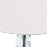 23" Teal Blue Translucent Glass Gourd Table Lamp With Drum Shade - HomeRoots - Flyclothing LLC