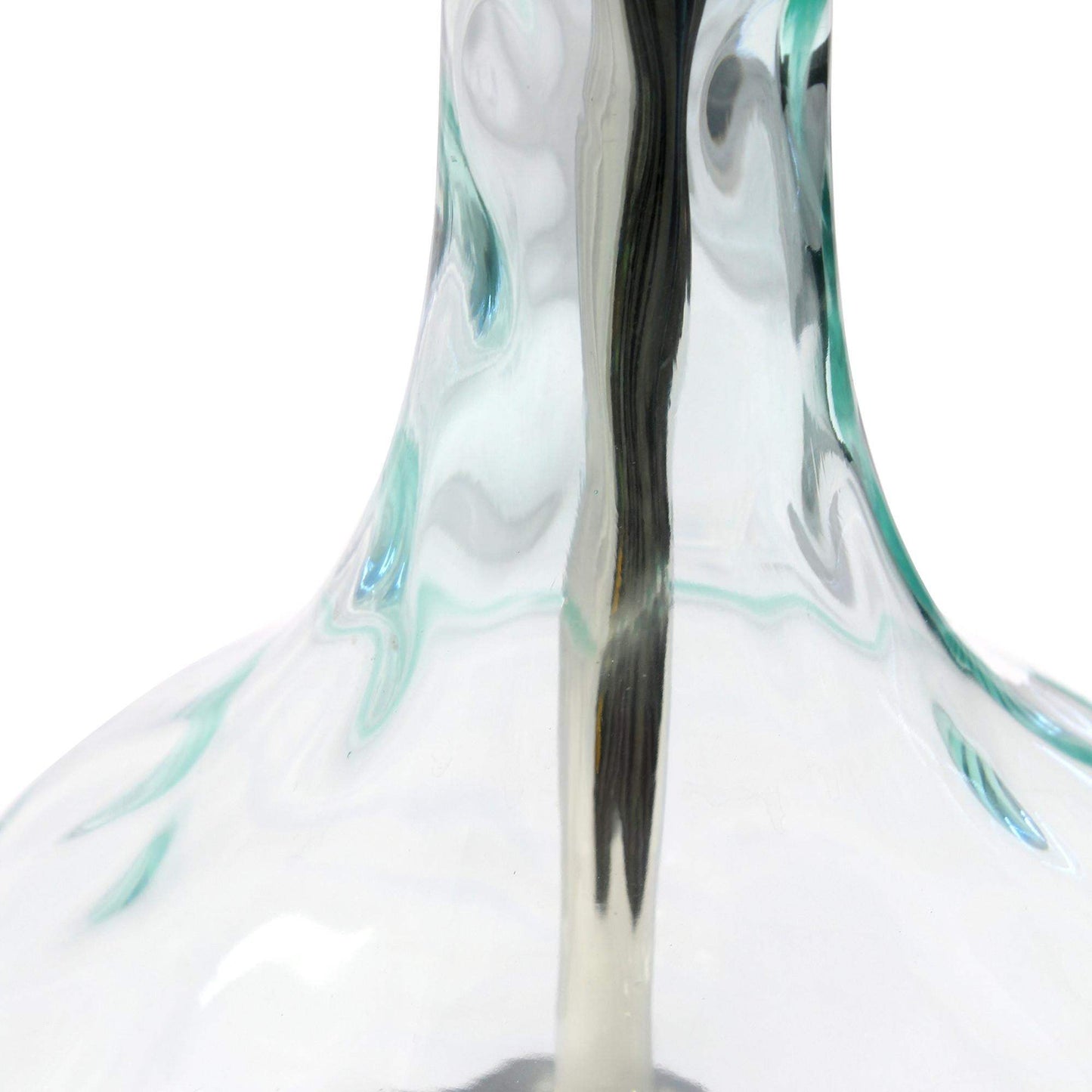 23" Teal Blue Translucent Glass Gourd Table Lamp With Drum Shade - HomeRoots - Flyclothing LLC