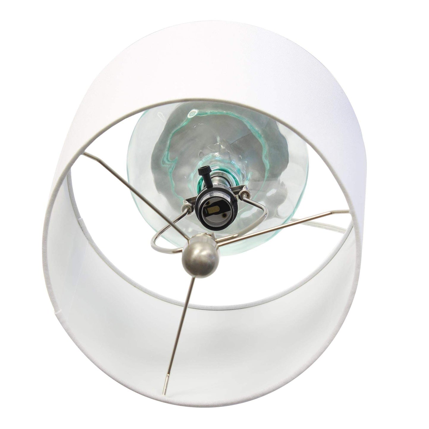 23" Teal Blue Translucent Glass Gourd Table Lamp With Drum Shade - HomeRoots - Flyclothing LLC
