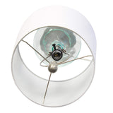 23" Teal Blue Translucent Glass Gourd Table Lamp With Drum Shade - HomeRoots - Flyclothing LLC