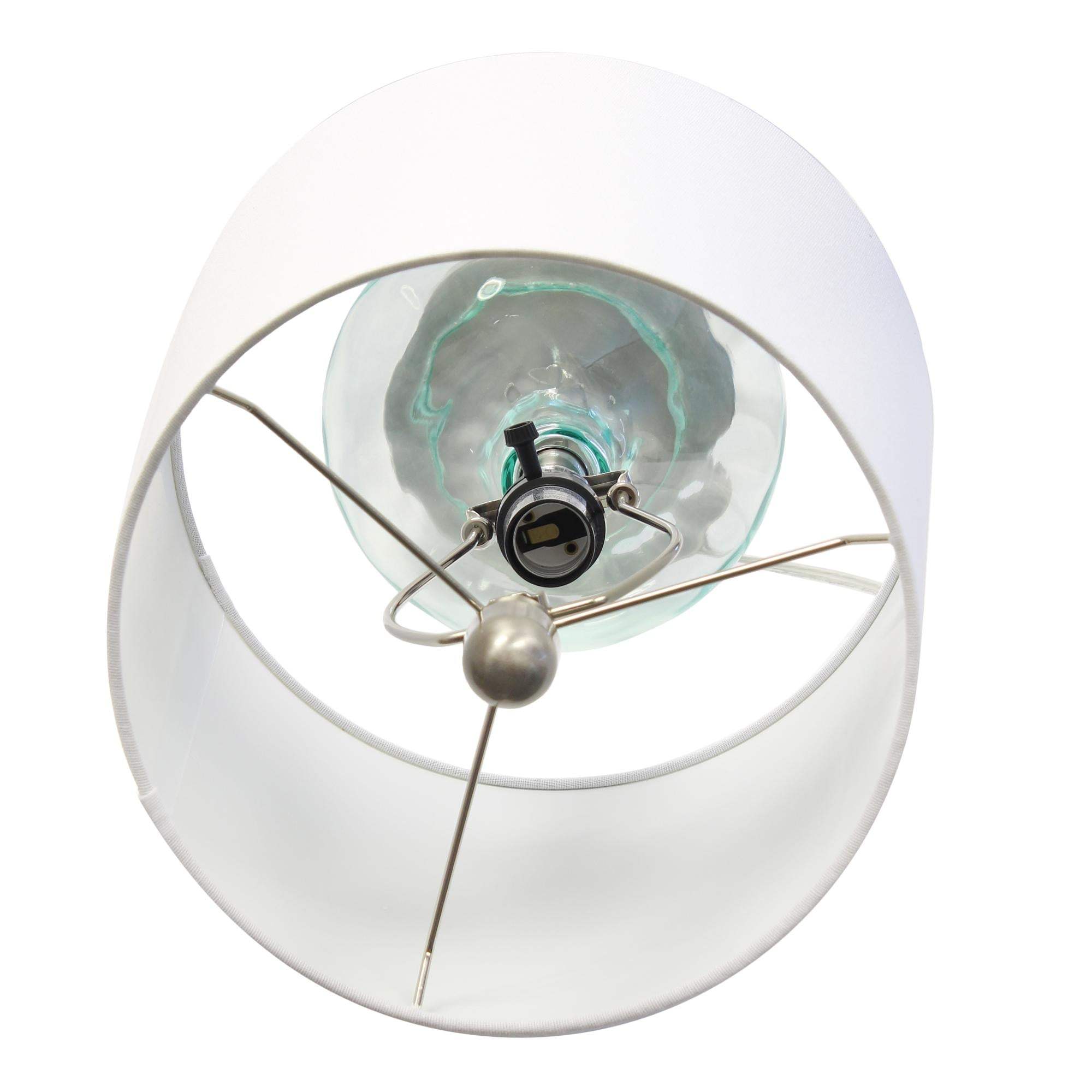 23" Teal Blue Translucent Glass Gourd Table Lamp With Drum Shade - HomeRoots - Flyclothing LLC