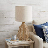 21" Natural Rope Rattan Table Lamp With Drum Shade - HomeRoots - Flyclothing LLC