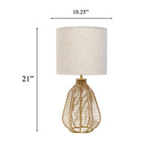 21" Natural Rope Rattan Table Lamp With Drum Shade - HomeRoots - Flyclothing LLC
