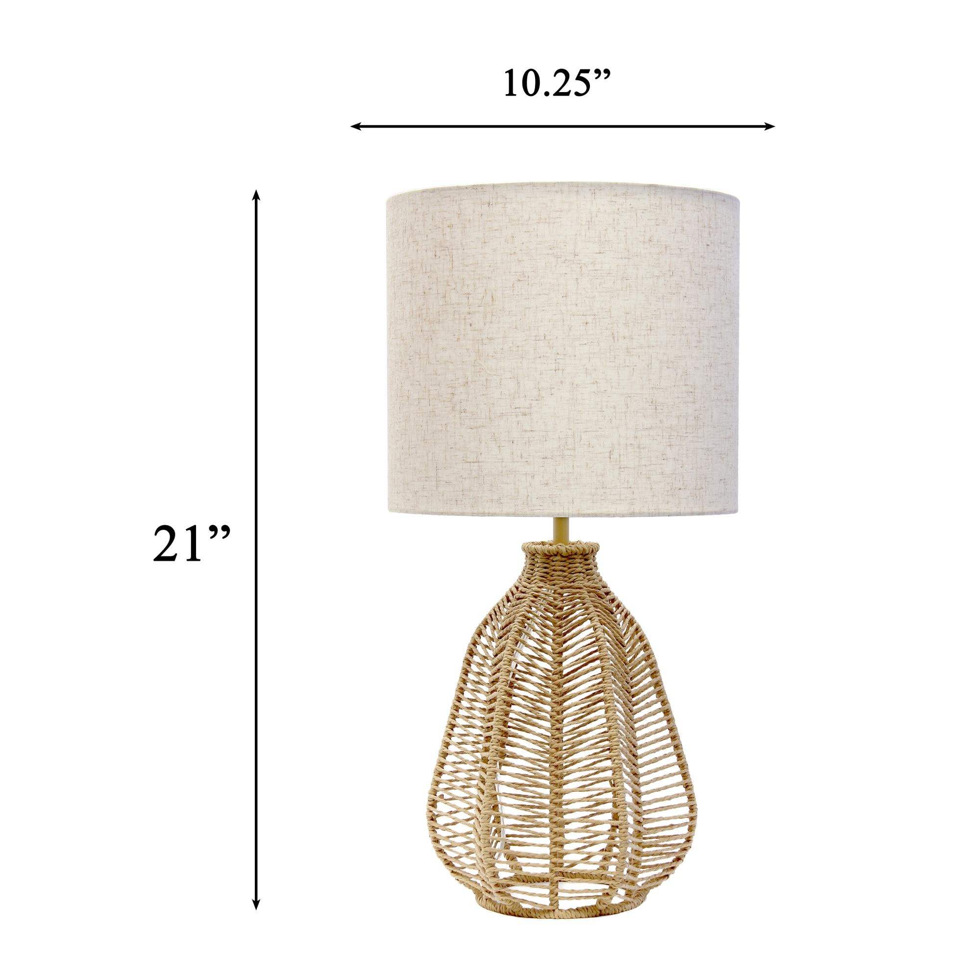 21" Natural Rope Rattan Table Lamp With Drum Shade - HomeRoots - Flyclothing LLC